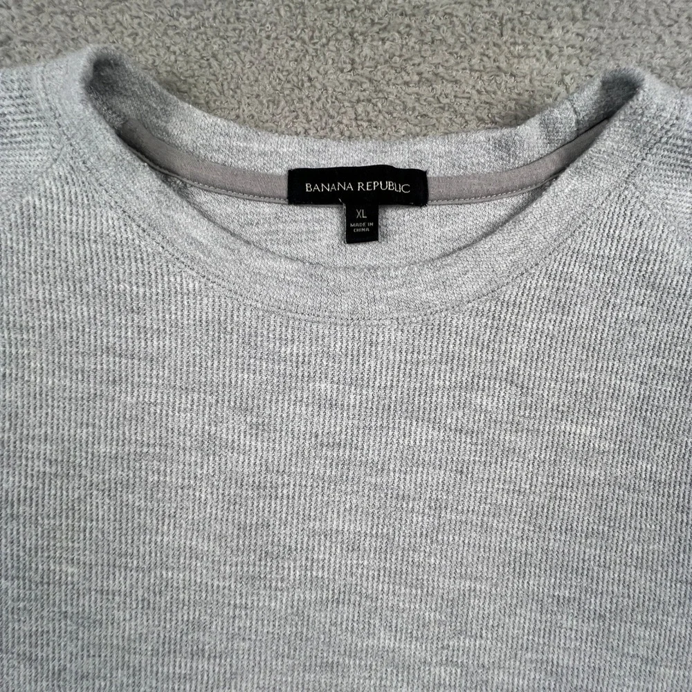 Banana Republic Sweatshirt Mens XL Gray Waffle Knit Raglan‎ Pullover Casual